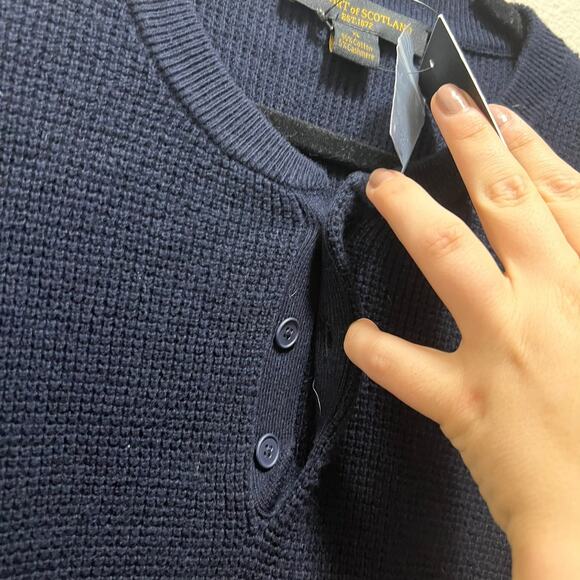 Steweart of Scotland Cashmere Blend Men's Knitted Short Sleeve Sweater Navy XL - Picture 5 of 6